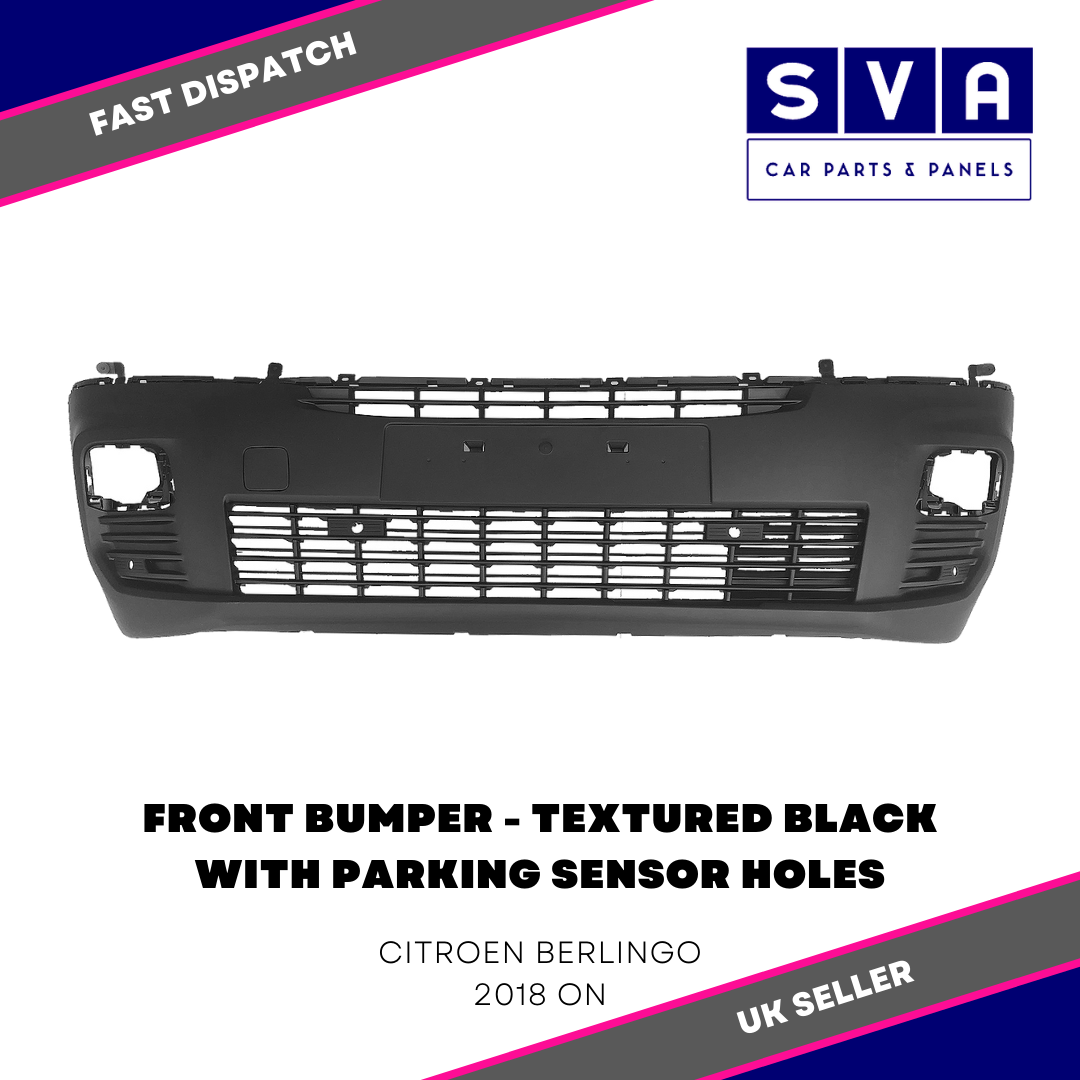 Front Bumper - Textured Black - With Parking - Citroen Berlingo (K9) Van 2018 On