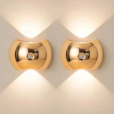 LED Motion Sensor Wall Light USB Rechargeable 3-Color Indoor Sconce for Bedroom