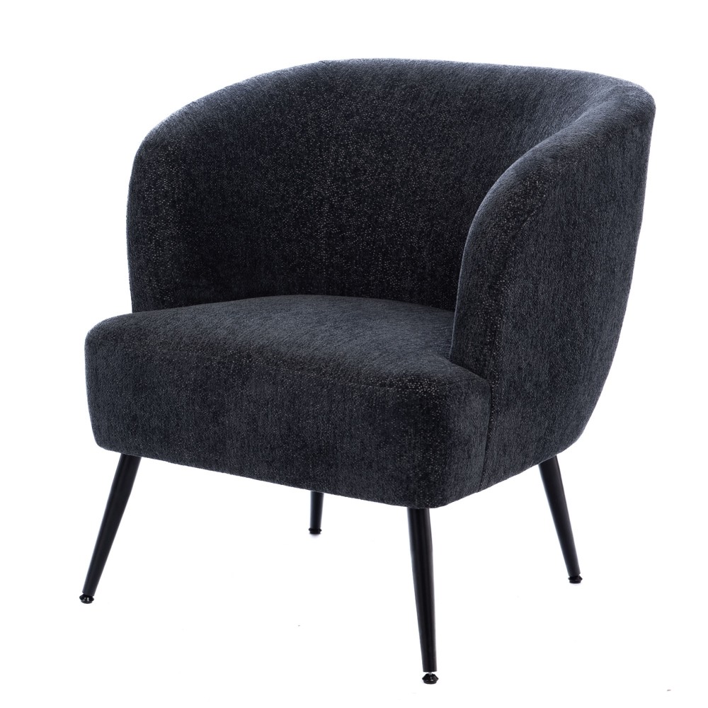 Fauteuil Tallinn bleu en tissu texturé haut de gamme avec pieds en bois