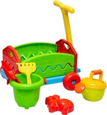 Nachziehwagen mit Sandspielzeug 6tlg. Eimer Schaufel Gie&szlig;kanne ab 24 M Sandwagen