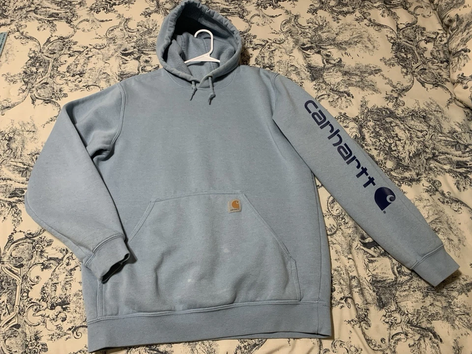 Sudadera con Capucha Carhartt Para Hombre Mediana Peso Medio Logo Manga Gráfica Azul Claro TS0228 Foto 2 de 4