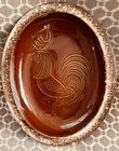 Vtg Hull Oven Proof USA  Platter Brown Drip Glaze /Rooster/ 13-1/2" x 10-1/2"