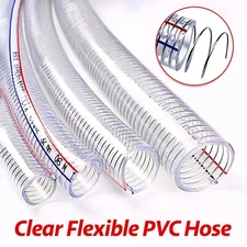 Heavy Duty Braided Wire Reinforced Clear Flexible PVC Hose Pipe - Water Air Fuel