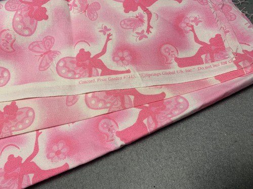 Concord Pixie Garden Pink Fairy & Butterfly Fabric 11" x 46" Cotton Springs Glob - Picture 4 of 5