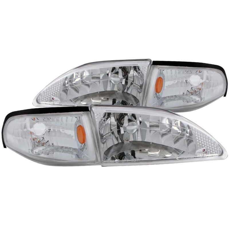 ANZO 121262 for 1994-1998 Ford Mustang Crystal Headlights Chrome