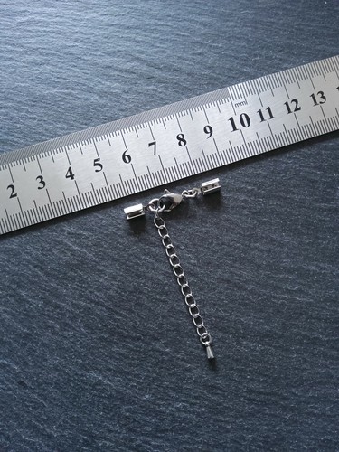 5 Stainless Steel Crimp End Sets for 3mm - 3.5mm Round Cord Necklaces & Extender - Picture 3 of 6