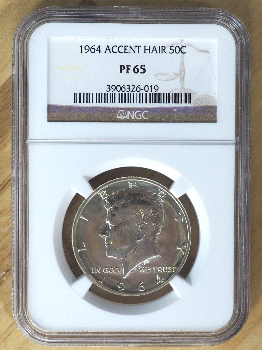 1964 Accent Hair Kennedy Half Dollar PF65 NGC - FREE