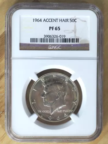 1964 Accent Hair Kennedy Half Dollar PF65 NGC - FREE SHIPPING! G0794