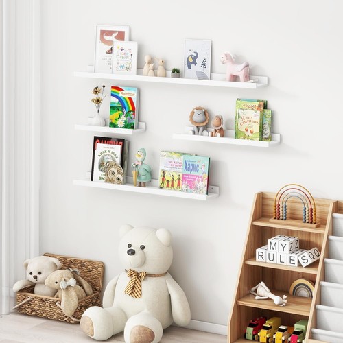 Rustic Solid Pine Wood Shelves - 3-Pack Nursery Wall Storage Solutions - Picture 10 of 10