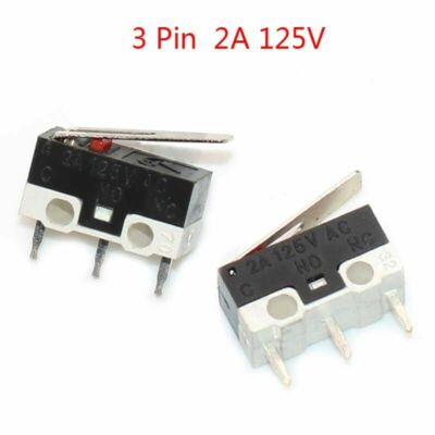 3 Pin Ultra Mini Micro Switch Roller Lever Actuator Mouse Microswitch ...