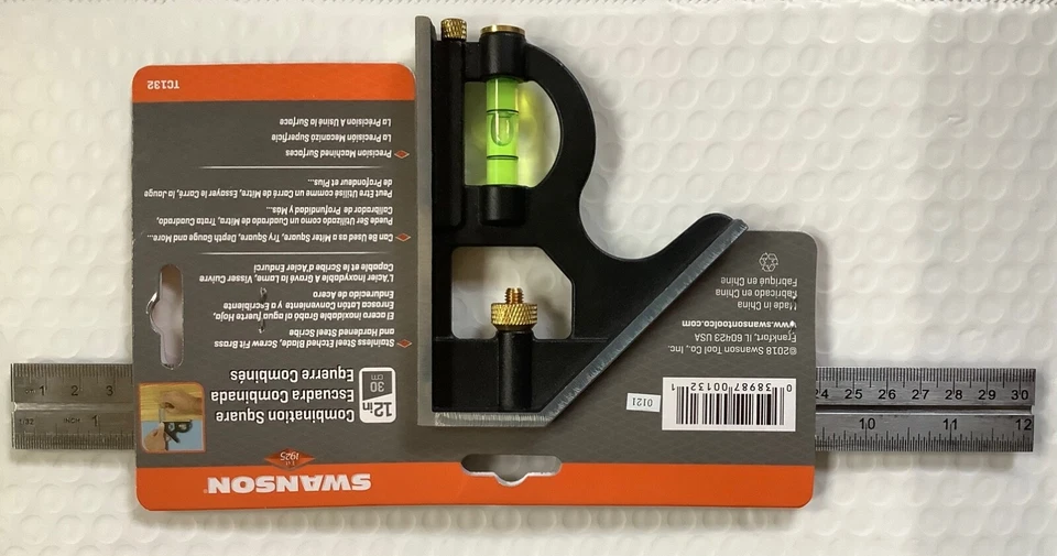 12 Inch Combination Square Swanson Stainless Blade, Level, Scribe Same Day Ship - Image 3 of 4