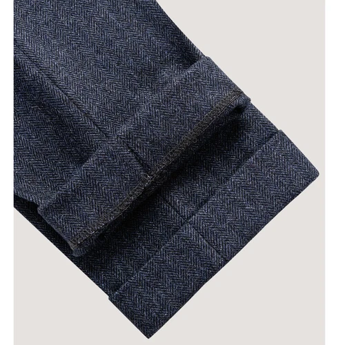 Retro Men's Tweed Herringbone Pants Woolen Casual Business Trousers Slim Fit UK - Picture 15 of 23