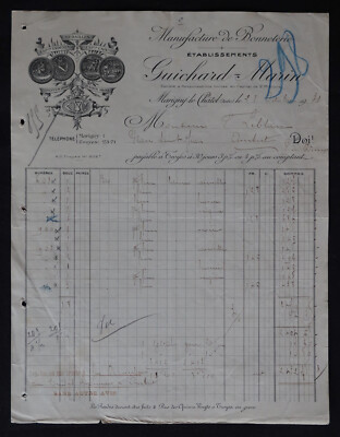 Invoice 1931 MARIGNY LE CHATEL aube MANU de BONNETERIE GUICHARD MARIN 151
