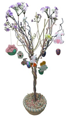Easter-Themed Decorative Tree Multicolor Twisted Branches Flowers Ornaments 18''