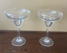 Vintage Plastic Clear Margarita Glass Set of 2 Heavy Duty 7" Tall