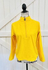 Lands End Girls L 14 / 16 Yellow Fleece 1/2 Zip Layer Quilted Sweater Jacket