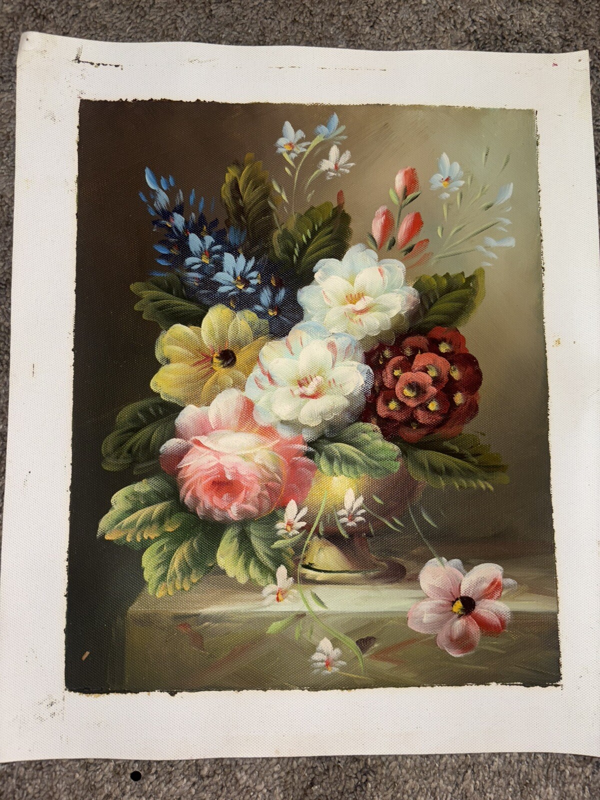 Bouquet Of Flowers Real Oil Painting On Canvas 11”x9”