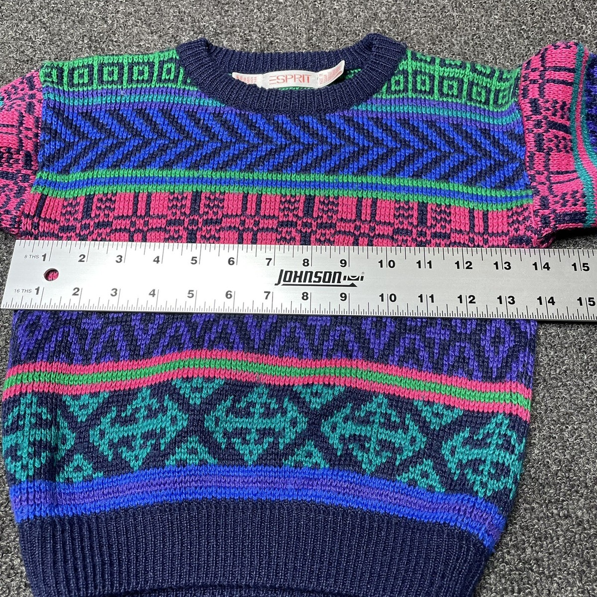Esprit Kids Vintage Sweater 80s Geometric Pattern Size Small Knit