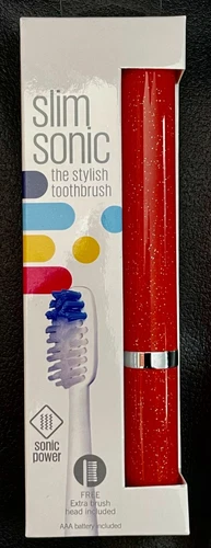 SLIM Sonic Battery Operated (AAA) Travel Toothbrush by Violife - Wine Glitter
