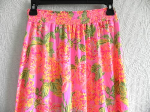 Maaji Maxi/Cover-Up Skirt NeonMulticolor Floral Slit Front Drawstring Tie Size S - Picture 10 of 11