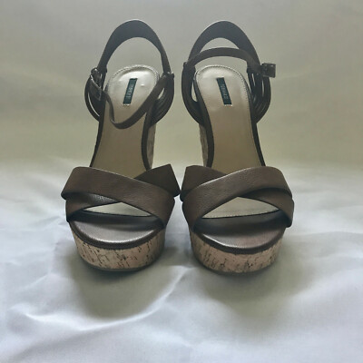 Forever 21 Women's Tan/Brown Platform Wedge High Ankle Strap