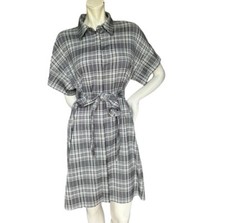 Alice + Olivia Lucette Plaid Belted Mini Dress Black & Gray Size Large