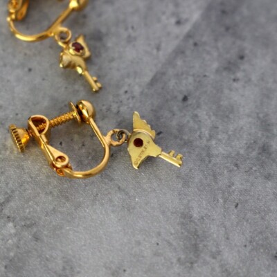 Cardcaptor SAKURA Clow Wand Silver Earrings Pair Gold Plated