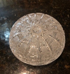 ANTIQUE BRILLIANTLY  CUT CRYSTAL COVERED ROUND JAR  MADE IN CZECHOSLOVAKIA