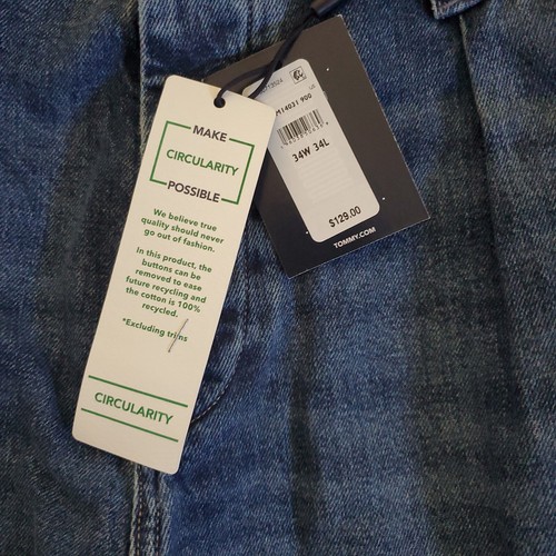Vintage Tommy Hilfiger Herren Tommy Jeans 34x34 Blau Denim Retro Botton Up - Bild 5 von 13
