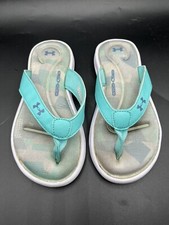 Under Armour 4D Foam FLIP FLOPS Thong SANDALS Youth Girl Size 1 Y Blue SHOES