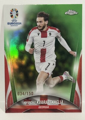2024 Topps Chrome UEFA EURO Georgia Khvicha Kvaratskheila Neon