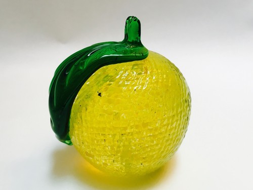 Fermacarte in vetro artistico con stelo verde limone giallo - Foto 4 di 8