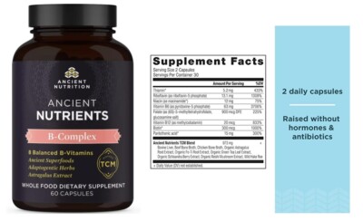 Dr Axe Vitamin B Complex 60 Capsules, 8 Balanced B-Vitamins For Healthy Energy