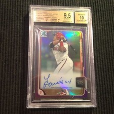 2015 BOWMAN YASMANY TOMAS *CHROME PURPLE REFRACTOR AUTO #160/250 BGS 9.5/10*