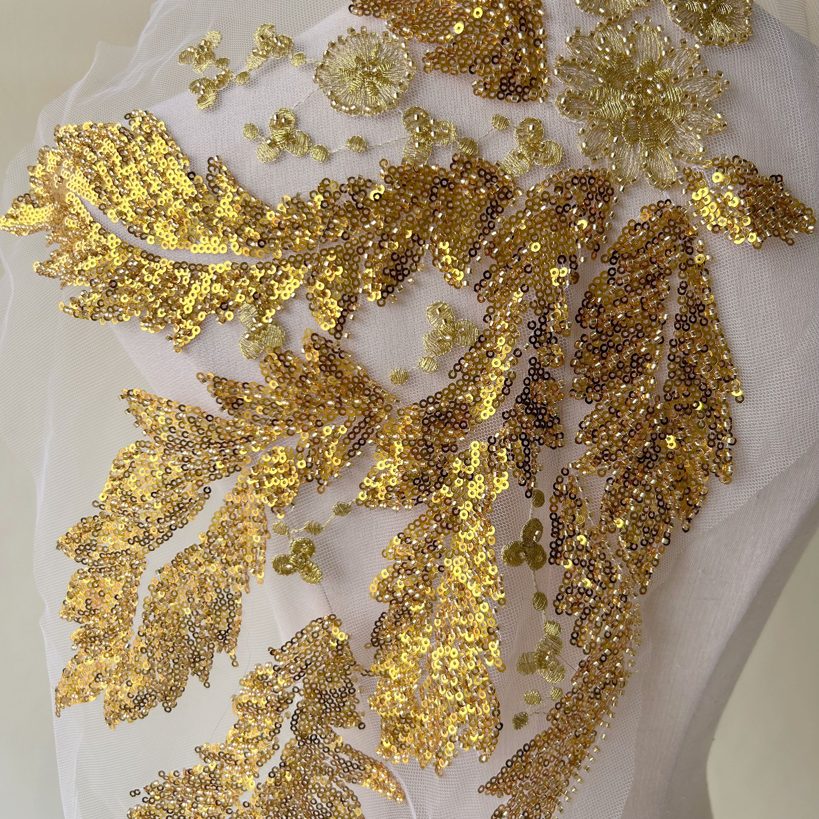 Wedding Dress Embroidery Tulle DIY Trim Phoenix Beaded Bridal Gown Lace Applique thumbnail 4