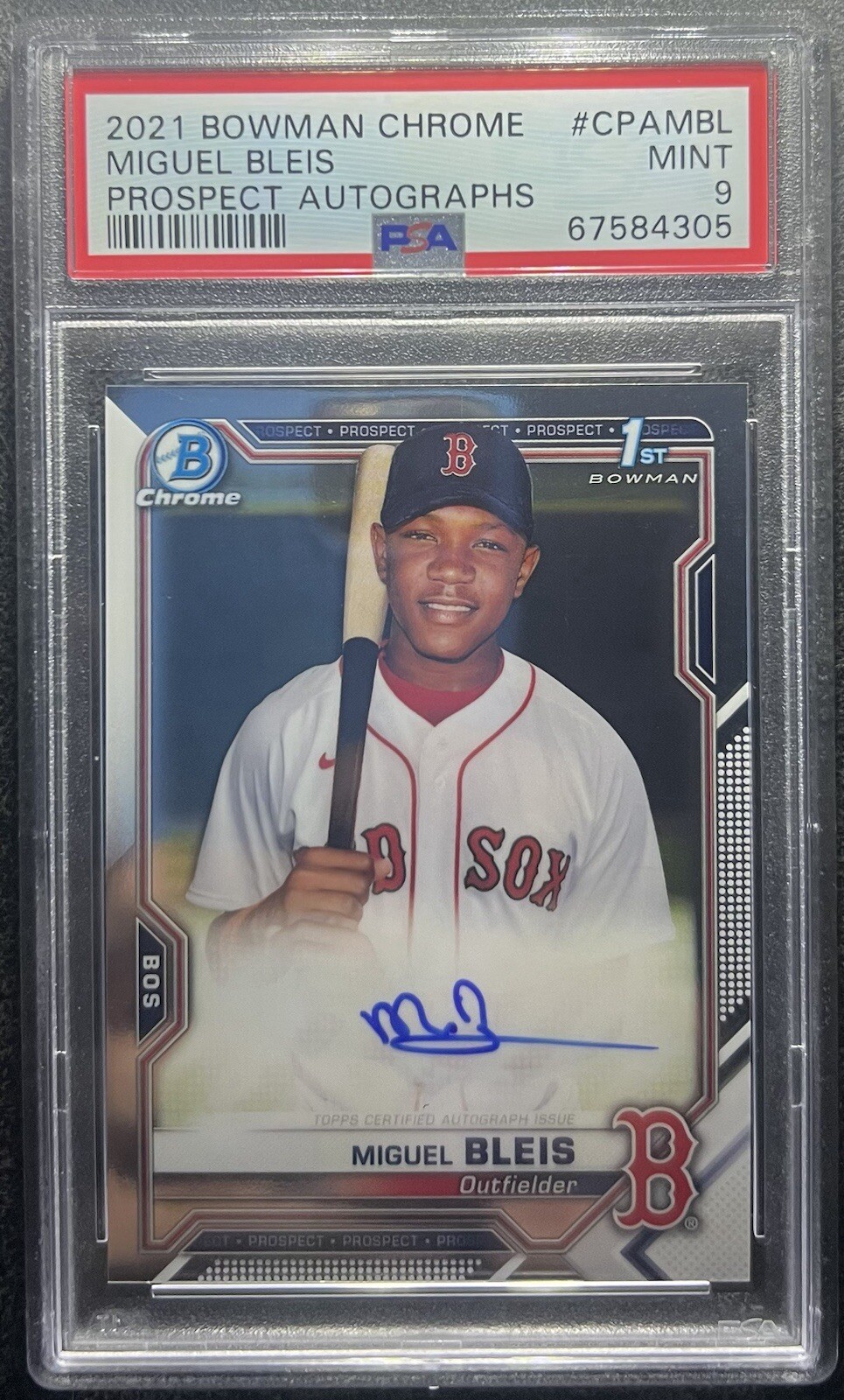 2021 Bowman Chrome Prospect Miguel Bleis 1st Auto CPAMBL PSA 9 🔥💣