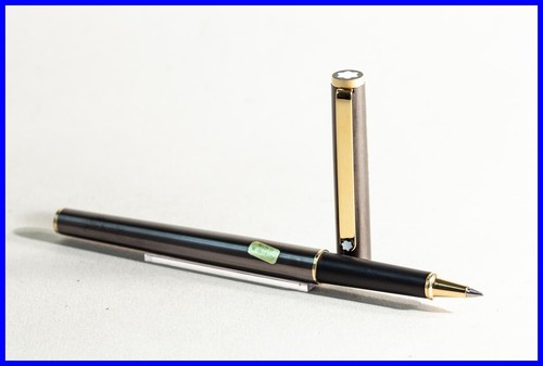 GUN STEEL & GOLD Rollerball Pen - 1990s MONTBLANC SL Triple Star - FEUCHTER addv - Picture 2 of 9