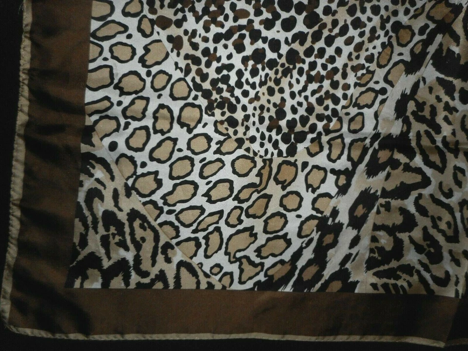 Bufanda de seda y guantes de cuero guepardo leopardo estampado animal marrón negro EE. UU. Foto 3 de 4