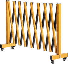 11FT Industrial Expandable Barricade Folding Security Gate with Wheels,Retractab