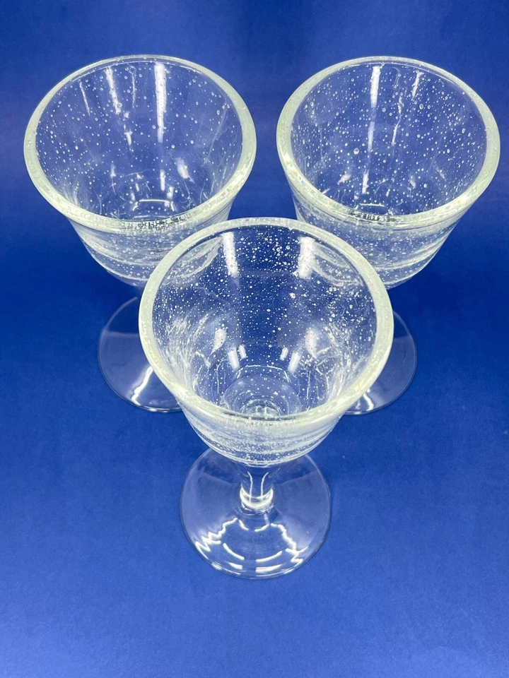 3 copas de vino Artland copas de agua con burbujas de semillas transparentes sopladas a mano 7" H Foto 3 de 4