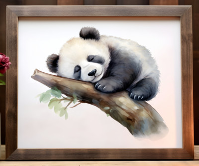 Nursery Wall Art Print, Cute Panda Bear Kids Room Print, Baby Wall ...