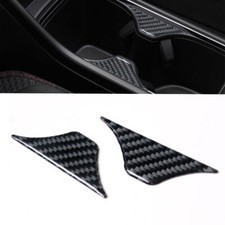 2pcs Carbon Fiber Console Water Cup Holder Cover For Honda Civic Coupe 2013-2015