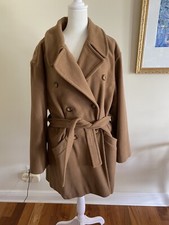 Ann Tjian For Kenar Car Coat Camel, Size 10, Vintage