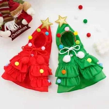 Xmas Pet Supplies Dog Cat Clothes Cloak Cape Shawl Puppy Cosplay Santa Tree