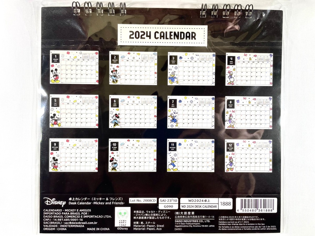 Daiso Disney Desk Calendar 2024 Mickey & Friends New Japan | eBay