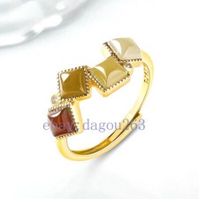 Certified Natural Hotan Jade Sugar Jade Gradient Square Ring Fashion Jewelry