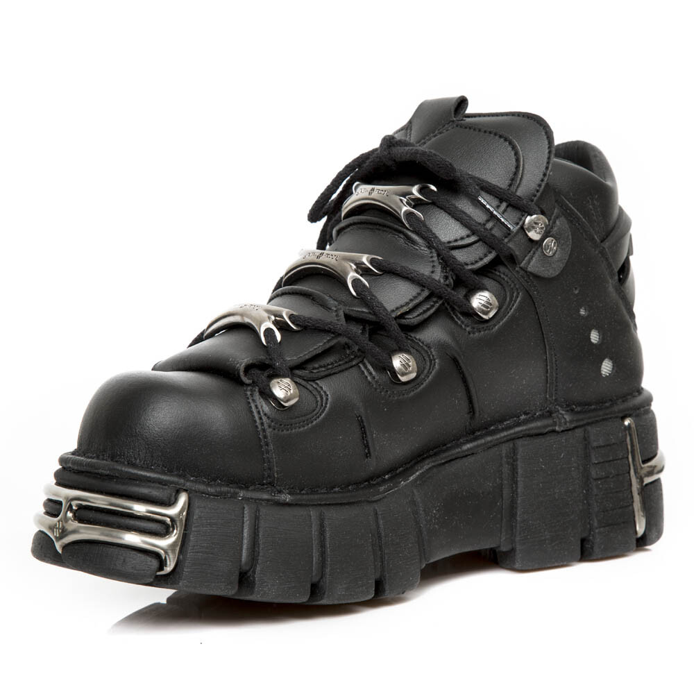 New Rock Boots M-106-VS1 Unisex Metallic Black Vegan Leather