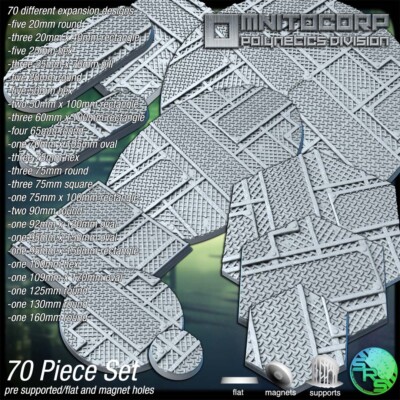 Industrial Steel Scenic Bases Resin 3d Print Fantasy Sci-Fi Square Cavalry Hex