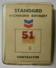 Standard Oil of California / Chevron Richmond Refinery Worker ID Badge - PB