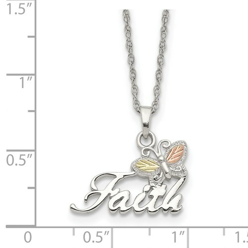 Landstroms Mt Rushmore Black Hills 925 Silver&12K Gold Faith Butterfly Necklace - Picture 4 of 5